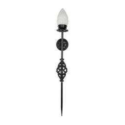 Fos Lighting Wrought Iron Torch Sconce Flame Glass Mashal Wall Light - FlameMashal-WroughtIron-WL1-10