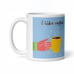 Mr UVD White & Yellow Graphic Printed Ceramic Matte Mug-350 ml-picture-7
