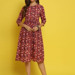 KIZI Floral A-Line Midi Dress-image-86