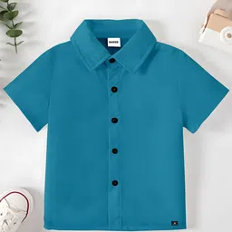 BAESD Boys Classic Spread Collar Solid Cotton Formal Shirt-image-61