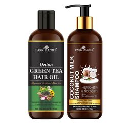 Park Daniel Set Of Onion Green Tea Hair Oil & Coconut Milk Shampoo - 200 ml Each-44