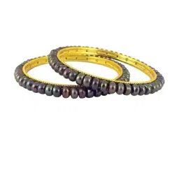 Sri Jagdamba Pearls Golden Alloy Round Bangles-0