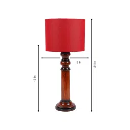 Tucasa NTU-151 B-22 Table Lamp with Wood Base (Red) image 2