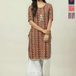 Anouk Rustic Women Pack of 4 Ethnic Motifs Printed Festive Straight Kurtas-54