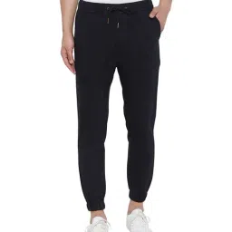 Hypernation Black Regular Fit Mid Rise Joggers-image-5