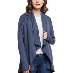 Hypernation Pigeon Blue Full Sleeves Shrug-image-49