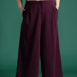 DressBerry Curve Plus Size Women Pleated  Wide Leg Trousers-image-25
