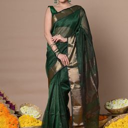 Very Much Indian Checked Zari Handloom Saree-picture-48