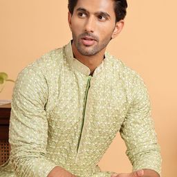 Jompers Men Embroidered Regular Sequinned Kurta with Pyjamas-picture-6