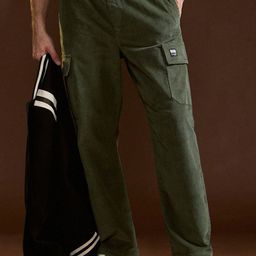 THE BEAR HOUSE Men Loose Fit Corduroy Cargos Trousers-image-57
