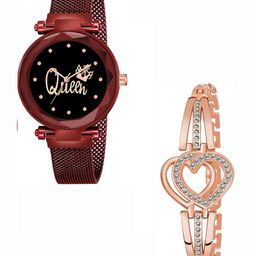 Gopal Shopcart Women Queen Printed Analogue Watch with Embellished Bracelet Gift Set-picture-31