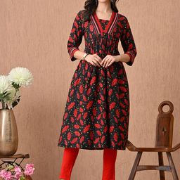 HERE&NOW Women Floral Printed Festive Straight Kurta-picture-57