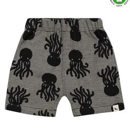 Turtledove London Organic Cotton Knee Length Shorts Octopus Print - Black-image-10