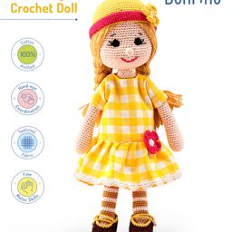 Bonfino Miss Daisy Crochet Doll - Height 34 cm-12