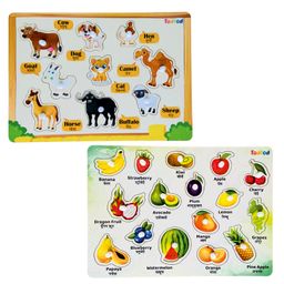 TodFod Wooden Pet animal  & Fruit 2 Puzzles Multicolour - 25 Pieces-25