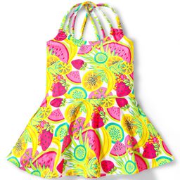 Babyhug Sleeveless Frock Style Swimsuit With Fruity Print- Multicolor-image-55