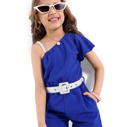 Ollington St. Woven Textured One-Shoulder Jumpsuit - Royal Blue-image-91