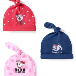 Babyhug Disney Interlock Knit Caps with 101 Dalmatians Print Pack of 3 - Red Navy & Pink-image-39