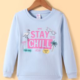 Tango Fleece Knit Full Sleeves Sweatshirt with Text Print - Sky Blue-picture-15