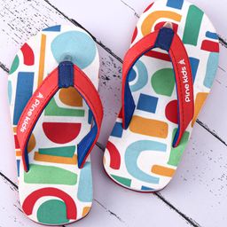 Pine Kids Slip On Flip Flops with Abstract Print - White Red & Blue-picture-13
