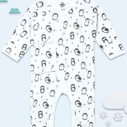 The Mom Store Cotton Full Sleeves Penguins Printed Romper - White-image-32