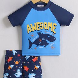 Mark & Mia Half Raglan Sleeves Two Piece Swimsuit With Sea Animals Print - Blue-image-16