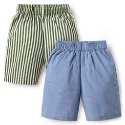 Rikidoos Pack Of 2 Checked & Striped Boxers - Green & Blue-image-55