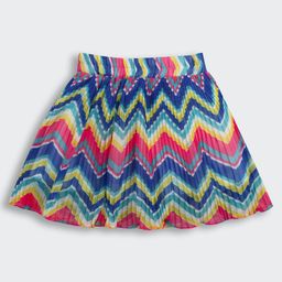 Barbie by Tiny Girl 100% Cotton Chevron Printed Pleated Skirt - Hot Pink-image-79