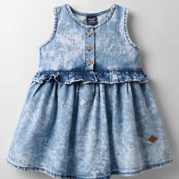 Simply Premium Knit Sleeveless Solid Denim Frock - Blue-picture-12