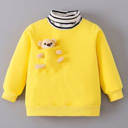 Mark & Mia Full Sleeves Sweatshirt With Teddy Bear Applique - Yellow-image-52