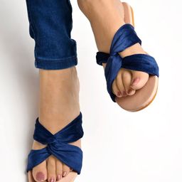Shoetopia Colour Blocked Knot Designed Sandals - Blue-image-67