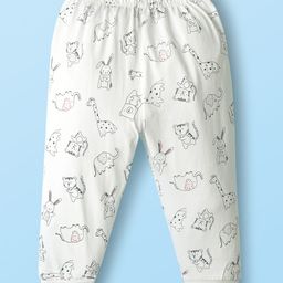 Ollypop Sinker Knit Full Length Lounge Pant With Animal Print - White-image-103