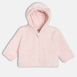 MINI KLUB Cotton Knit Full Sleeves Fur Detailed Solid Hooded Jacket - Pink-picture-31