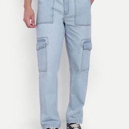 COSMIC Men Relaxed Straight Leg Loose Fit Cargos Trousers-image-72