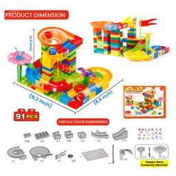 Fiddlerz 91 Pieces Building Blocks Funnel Slide DIY Sets Bricks Assembly Block Marble Run Slide Track Set Toys for Kids image 3