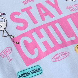 Tango Fleece Knit Full Sleeves Sweatshirt with Text Print - Sky Blue image 3