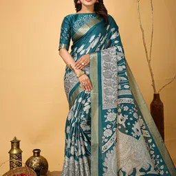 DIVASTRI Kalamkari Zari Pure Cotton Kanjeevaram Saree-image-21