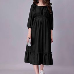 Raiyani Enterprise Women Fit & Flare Round Neck Casual Dress-picture-33