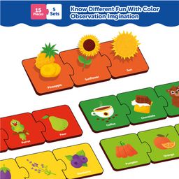 MiniLeaves Mix and Match Colour Matching Wooden Jigsaw Puzzle Series 1 Set of 5  - 3 Pieces each image 5