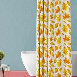 ArtzFolio White & Yellow Tropical Printed Waterproof Shower Curtain-image-47