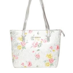 Lino Perros Silver-Toned & Pink Floral Print Shoulder Bag-3