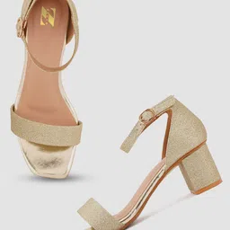 ZENVO Embellished Backstrap Open Toe Block Heels image 2