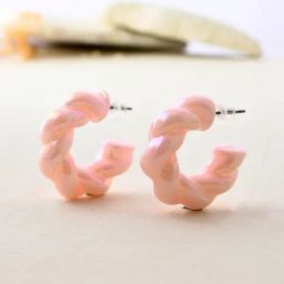 Voylla Pink Resin Soft Pink Twisted Hoop Earrings-picture-33