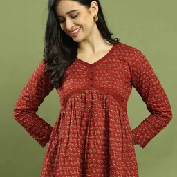 Rajnandini Floral Striped Ethnic Cotton Top-image-70