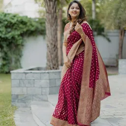 BerMondsey Ethnic Motifs Woven Design Banarasi Saree-image-99