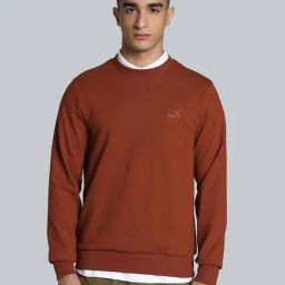 Puma Maroon Cotton Slim Fit Texture Sweatshirt-picture-43