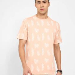 7 Alt By Pantaloons Peach Relaxed Fit Printed T-Shirt-picture-3