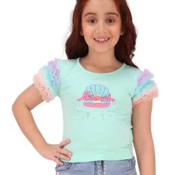 Cutecumber Girls Aqua Embellished Top-image-32