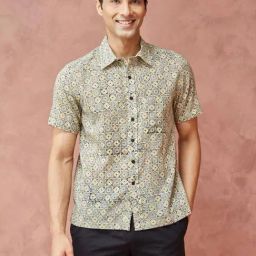 Fabindia Multicoloured Cotton Straight Fit Printed Shirt-image-50