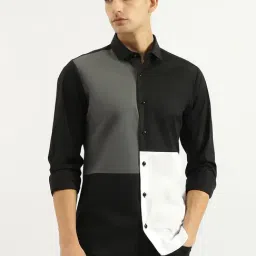 United Colors Of Benetton Black Slim Fit Colour Block Shirt-image-17